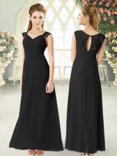 Flirting Straps Sleeveless Zipper Prom Dresses Black Chiffon