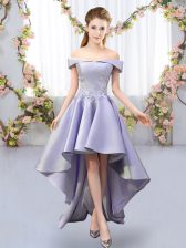  Lavender Off The Shoulder Neckline Appliques Vestidos de Damas Sleeveless Lace Up