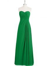 Fine Chiffon Sweetheart Sleeveless Zipper Ruching Evening Dress in Green