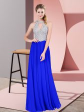 Gorgeous Floor Length Empire Sleeveless Royal Blue Prom Gown Zipper