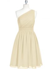  Mini Length Champagne Homecoming Dress One Shoulder Sleeveless Zipper