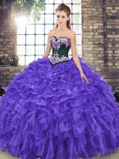  Purple Quinceanera Dresses Sweetheart Sleeveless Sweep Train Lace Up