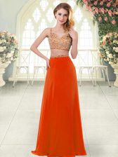 On Sale Beading Prom Evening Gown Rust Red Zipper Sleeveless Floor Length