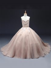 New Style Sleeveless Beading and Appliques Lace Up Glitz Pageant Dress