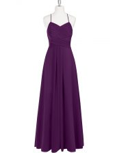 Cheap Chiffon Sleeveless Floor Length and Ruching
