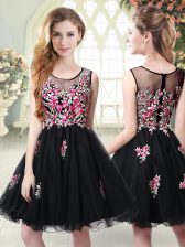  Black Sleeveless Tulle Zipper Prom Dresses for Prom and Party