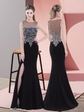 Attractive Floor Length Mermaid Sleeveless Black Homecoming Dress Side Zipper