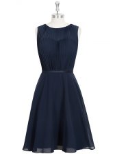 Free and Easy Sleeveless Zipper Knee Length Ruching and Belt Prom Gown