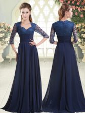  Blue Sweetheart Zipper Pick Ups Homecoming Dress Sweep Train Long Sleeves