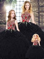  Organza Sleeveless Floor Length Ball Gown Prom Dress and Embroidery and Ruffles