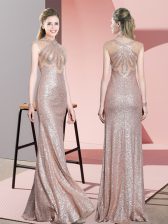 Flirting Baby Pink Sleeveless Floor Length Ruching Homecoming Dress