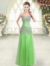 Simple Column/Sheath Prom Gown Sweetheart Tulle Sleeveless Floor Length Zipper