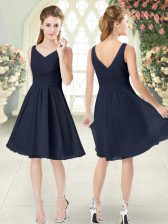 Unique Sleeveless Knee Length Ruching Zipper with Black