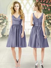 On Sale Blue V-neck Neckline Ruching Prom Gown Sleeveless Zipper