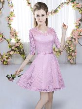  Mini Length A-line Short Sleeves Lilac Damas Dress Zipper