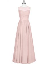 Sumptuous Scoop Sleeveless Chiffon Prom Dresses Ruching Zipper