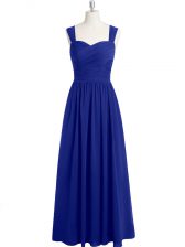 Superior Empire Prom Dresses Royal Blue Straps Chiffon Sleeveless Floor Length Zipper