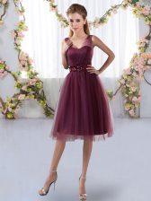 Chic V-neck Sleeveless Tulle Vestidos de Damas Appliques Zipper