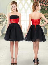 Luxury Black Strapless Neckline Beading Homecoming Dress Sleeveless Lace Up