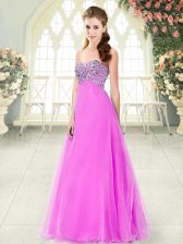 Glittering Pink Lace Up Sweetheart Beading Homecoming Dress Tulle Sleeveless