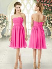  Knee Length Pink Prom Dresses Strapless Sleeveless Zipper