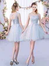  Sleeveless Lace Lace Up Vestidos de Damas