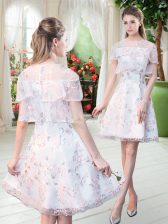 Sophisticated Short Sleeves Lace Zipper Evening Dress