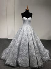  Sweetheart Sleeveless Lace Up Sequins Sweet 16 Dresses in Silver