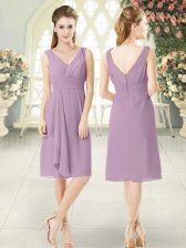 Smart Purple V-neck Neckline Ruching Sleeveless Zipper