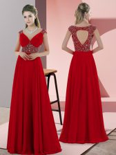 Most Popular Red Prom Dress Sweetheart Sleeveless Sweep Train Lace Up