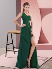  Green Empire Beading Prom Party Dress Backless Satin Sleeveless