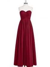  Chiffon Sweetheart Sleeveless Zipper Pleated Prom Dress in Wine Red