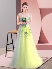  Sleeveless Appliques Lace Up Prom Evening Gown