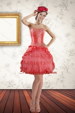 2015 Discount Strapless Coral Red Prom Gown with Ruffled Layers XFNAO147TZBFOR