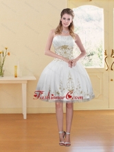 2015 Discount White Strapless Prom Dress with Embroidery XFNAO5789TZBFOR