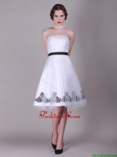 2016 A Line Strapless Appliques Prom Dresses with Belt DBEE144FOR