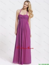 2016 Exquisite Halter Top Fuchsia Prom Dresses with Ruching DBEE187FOR
