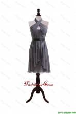 2016 Fall Empire Halter Top Ruching Prom Dresses with Belt DBEES326FOR
