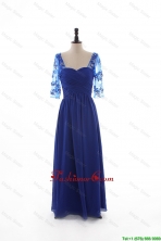2016 Fall Empire Sweetheart Ruching Prom Dresses with Half Sleeves in Blue DBEES195FOR