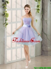 2016 Summer A Line Strapless Prom Dresses with Hand Made Flowers BMT014B-7FOR