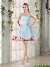 2016 Summer A Line Straps Ruching Prom Dresses with Hand Made Flowers BMT014D-6FOR