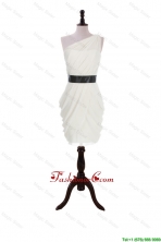 2016 Summer Column One Shoulder Belt Prom Dresses with Ruching DBEES316FOR
