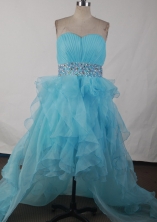 Discount A-line Sweetheart High-low Knee-length Aqua Prom Dress LHJ42802