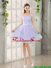 Artistic A Line Strapless Belt Prom Dresses with Hand Made Flowers BMT014A-7FOR