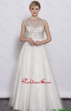 Beautiful A Line Scoop White Prom Dresses with Beading DBEE624FOR