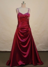 Beautiful A-line Straps Brush Prom Dresses Appliques with Beading Style FA-Z-00158