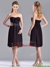 Cheap Empire Knee Length Black Prom Dress in Chiffon THPD102FOR