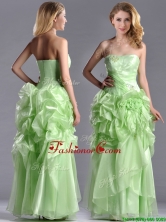 Classical Beaded and Bubble Organza Prom Dress in Yellow Green THPD081FOR