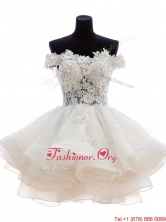Classical Off the Shoulder White Prom Dress with Appliques SWPD019FOR