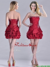 Classical Taffeta Wine Red Short Prom Dress with Beading and Bubbles THPD030FOR
